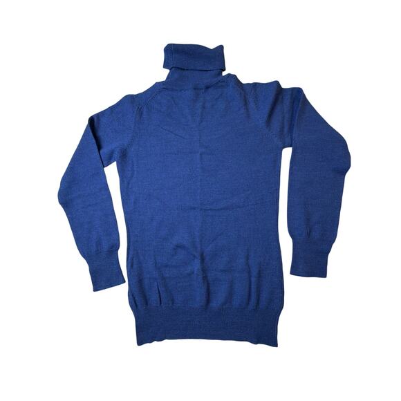 Brunella Gori Women's Sweater 100% Extrafine Merino Wool turtle neck blue Small - Picture 2 of 7